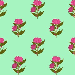 Floral mint and fuschia