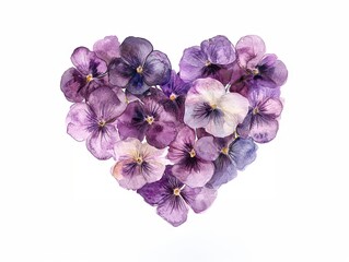 lilac heart on white background, flower heart, symbol of love 