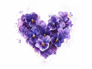 heart of flowers, lilac heart on white background, flower heart, symbol of love 