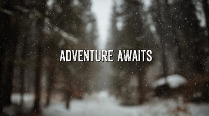 Modern travel artwork with bold "Adventure Awaits" phrase, perfect for wanderlust-themed branding or lifestyle visuals.