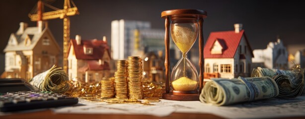 The hourglass symbolizing time and money in real estate investment.