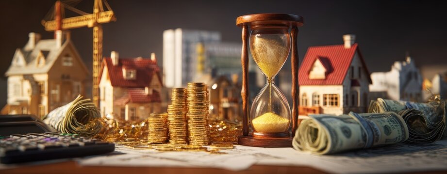 The hourglass symbolizing time and money in real estate investment.