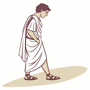Pensive Roman Citizen: Illustration of Everyday Life in Ancient Rome Depiction