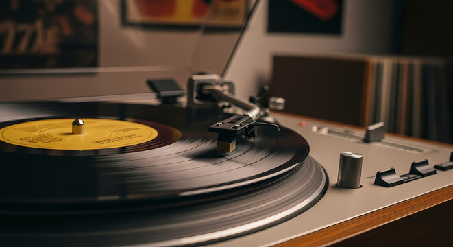 Vintage Vinyl Record Player: A Close-Up View
