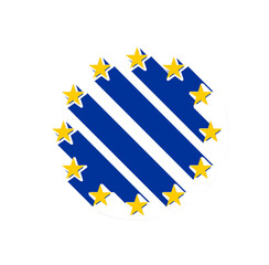 stars as symbol of the European Union in yellow and blue with outline design for better visibility, isolated