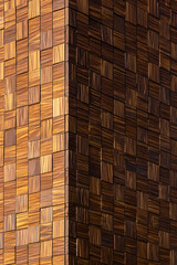 Dark Brown Wooden Square Pattern Building Exterior