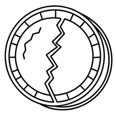 Cracked Gold Coin Line Art