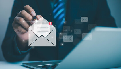 Communications send messages through e-mail messages in computer systems and online internet...