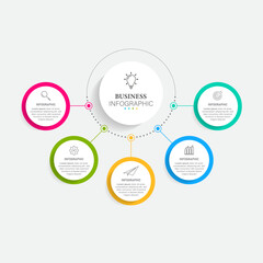 5 list of steps, layout diagram with number of sequence, circular infographic element template
