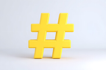 Obraz premium Yellow Hashtag Symbol, isolated on white background, isolated on white background
