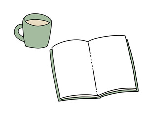 open book with a cup of coffee