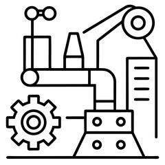 Obraz premium Ai and automation in factory line art vector illustration 