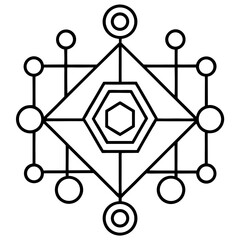 Ai art generator interface line art vector illustration 