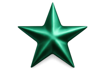 Obraz premium 3d rendering featuring a vibrant five-pointed green star, showcasing metallic reflections against a transparent background