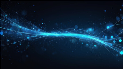 Obraz premium Blue abstract galaxy background with glowing stars and lines