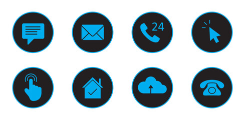 Set of mail icon. Email, E-mail, envelope sign and symbol. Containing inbox, sent, reply, notification, settings, fast response, button, read, and receive for app and website. Vector illustration, 