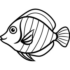 Elegant Yellow Tang Line Drawing Vector