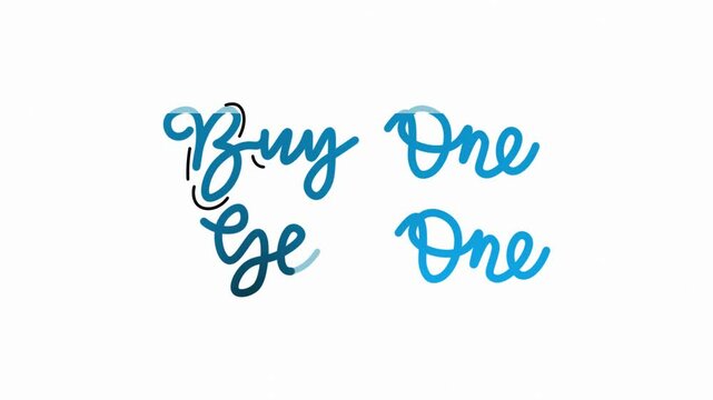 buy one get one One line continuous animated typography intro outro, Hand drawn calligraphy monoline vintage text on background. Calligraphy lettering animation video shop, discount,offers marketing