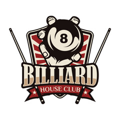 Billiard or Pool room mascot Logo Design Illustration Vector