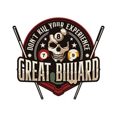 Billiard or Pool room mascot Logo Design Illustration Vector