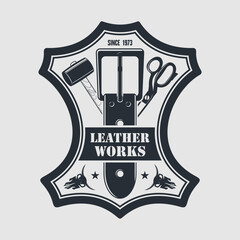 Leather works logo design template. Vector illustration