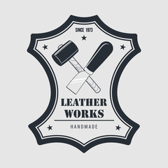 Leather works logo design template. Vector illustration