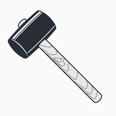 Rubber Mallet Hammer With Wood Handle. Vector illustration