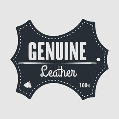 Leather craft, Genuine leather sign design. Vector illustration