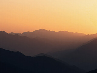 Fototapeta premium Sunset Over Mountain Range