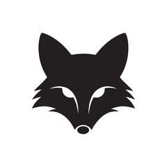 Minimalist Black Fox Head Silhouette for Midsummer Folklore and Nature Festivals