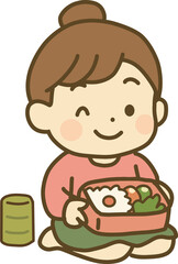 Japanese Style Spring Character Illustrations Set (Bento, Sakura, Yukata, Gift)일본식 봄 느낌 캐릭터 일러스트 모음 (봄 도시락, 벚꽃, 유카타, 선물)