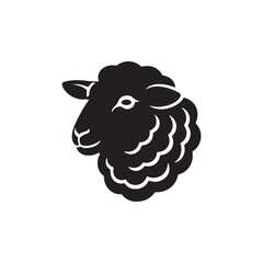 Minimalist Black Sheep Head Silhouette for Agricultural Celebrations