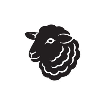 Minimalist Black Sheep Head Silhouette for Agricultural Celebrations