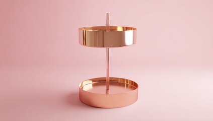 Rose gold base and cylindrical top create an elegant two-tiered display stand, perfect for products.