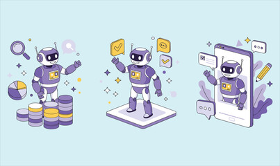 AI Robot Solutions: Assisting with Data Analysis, Task Management, and Digital Communication on Mobile Devices for Business Automation.