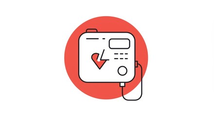 Automated External Defibrillator (AED) Flat Icon