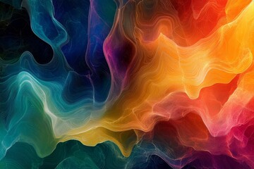  gradient of bright and vivid colors, combined with complex textures and geometric patterns, creating a sense of motion and energy in a modern art style