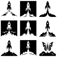 A tactical collection of military-grade rocket and missile silhouettes for strategic design projects