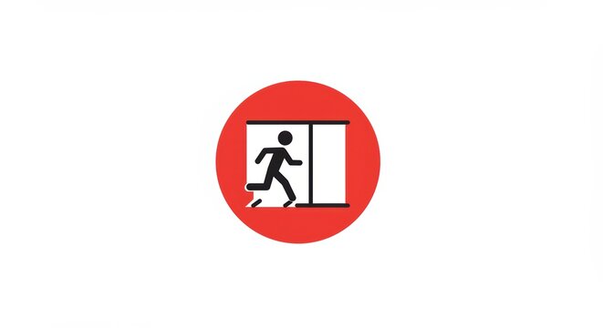 Emergency Exit Sign: Running Man in Red Circle