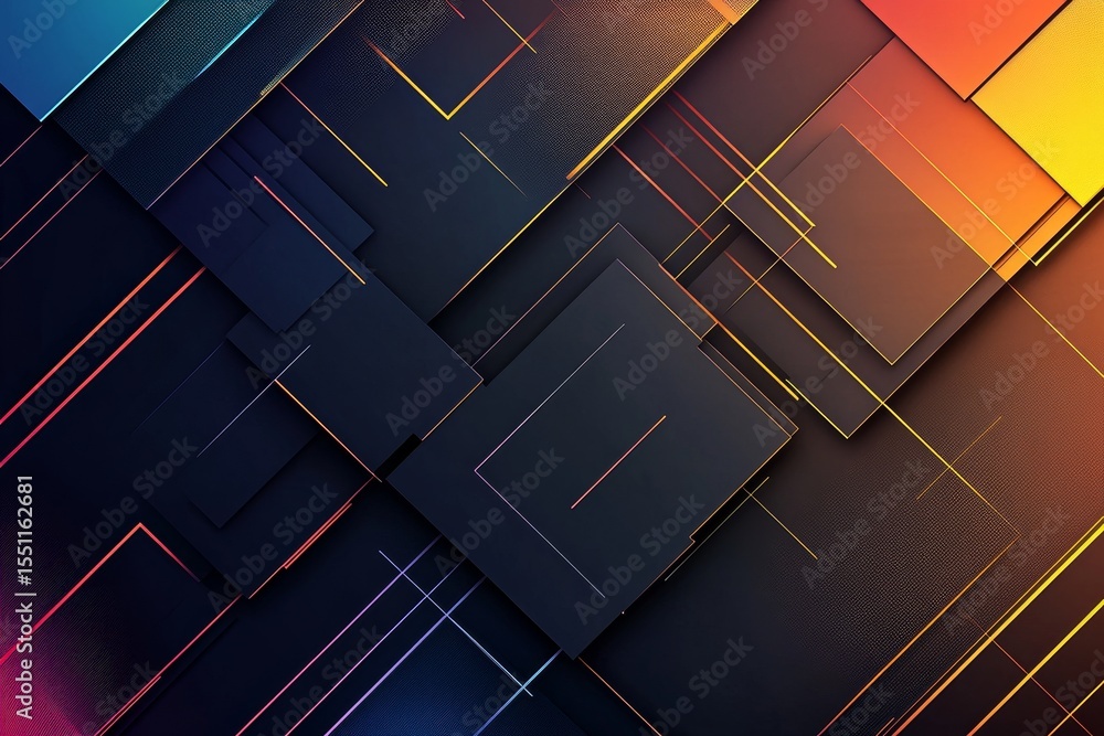 Aufkleber a futuristic background with a dark gradient, vibrant geometric patterns, and sleek textures, formin