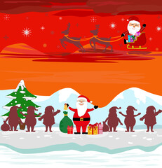 Christmas seamless patterns with cute santa claus and snowflakes on a green background. vector design template.