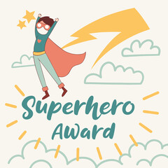 Whimsical Superhero Award Illustration Celebrating Achievement and Excellence
