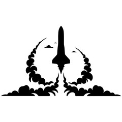 For space race, a diverse collection of retro-design rocketship silhouette