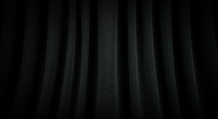 Black curtain drapes against a dark background, creating a dramatic and elegant atmosphere. ai generated
