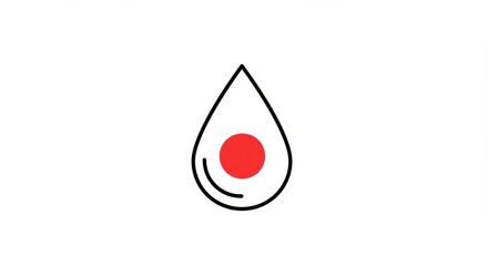 Minimalist Red Dot Within Drop Outline on White