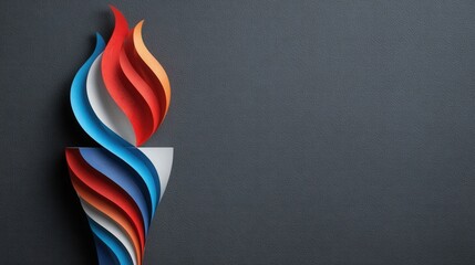 Torch of Unity and Passion: A vibrant and dynamic, paper-crafted torch rises against a neutral background. Evoking the spirit of the games, symbolizing hope, courage, and unity