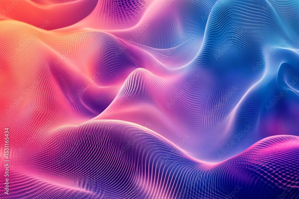 Aufkleber a futuristic abstract background with fluid wave-like forms, bright gradients, and intricate geometr