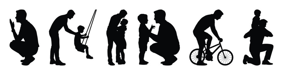Father lifting child silhouette vector collection showing playful family moments
