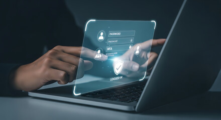 Securing digital access with multi-factor authentication and password protection on a laptop