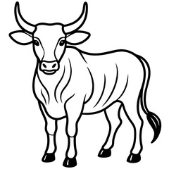 Elegant Zebu Outline Design